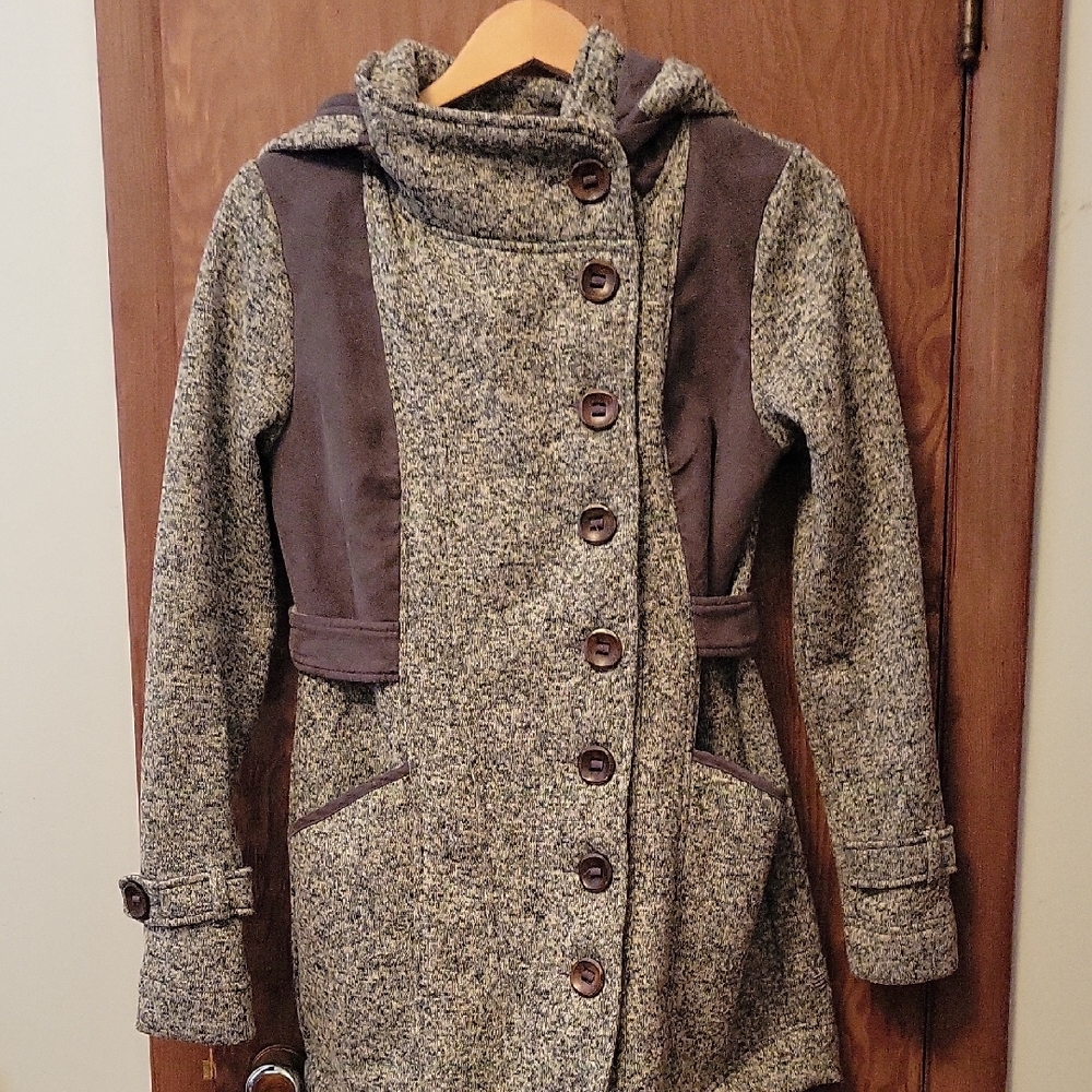 Chic Gray Poly-Blend Trench Coat
